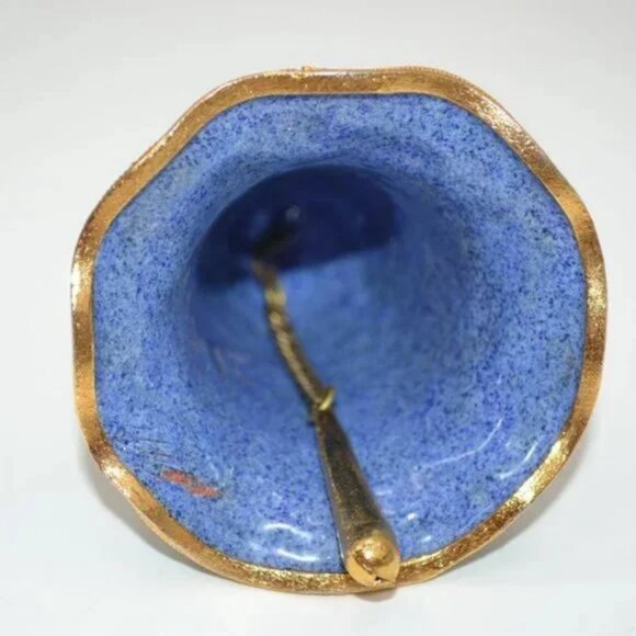 Antique Vintage Blue Green Red Gold Art Enamel Cloisonné Hummingbird Floral Bell - Picture 3 of 4